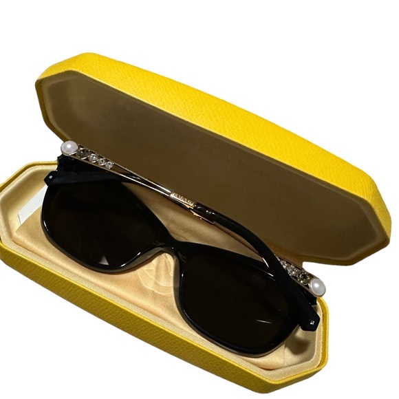 Swarovski Butterfly Sunglasses Shiny Black / Smoke Lenses - Picture 8 of 13